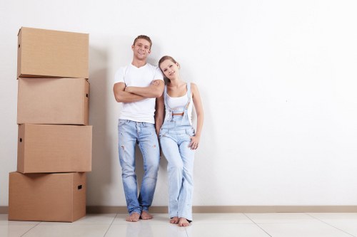Office relocation planning in South Hornchurch with business equipment and boxes