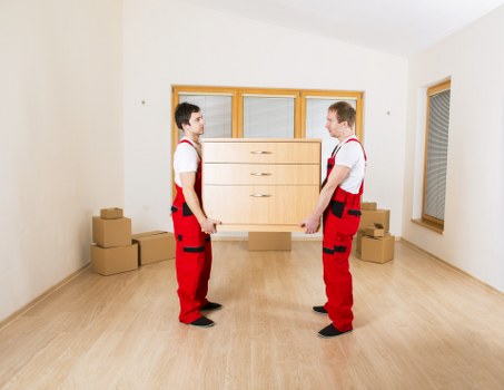 Professional office movers handling desks and office furniture in South Hornchurch