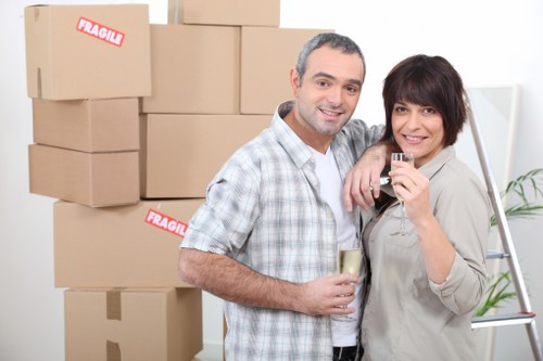 Packed moving boxes ready for transport in South Hornchurch